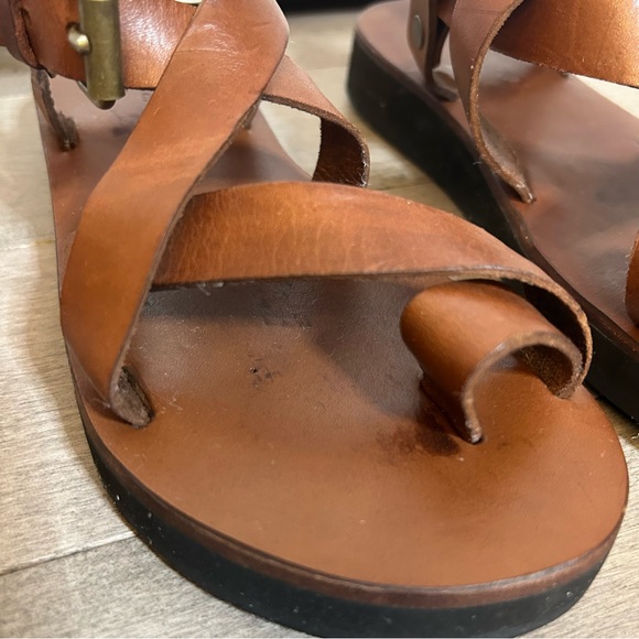 REAL LEATHER BROWN STRAPPY SANDAL WITH ADJUSTABLE STRAP SIZE 6 FROM COSTA RICA - Picture 6 of 14